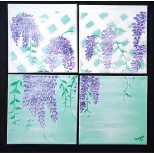 Wisteria flower purple white washed painting original artist acrylic on canvas